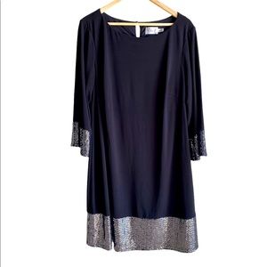 Eliza J Women’s Plus Size Black Dress Metallic Trim A-line. Size 16W.